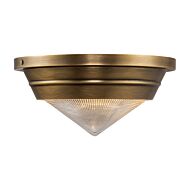 Willard 1-Light Flush Mount in Vintage Brass with Clear Prismatic Glass