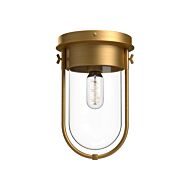 Cyrus 1-Light Flush Mount in Aged Gold with Clear Glass