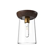 Emil 1-Light Flush Mount in Aged Gold with Walnut