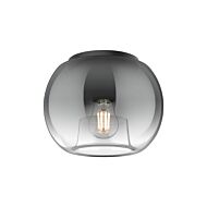 Samar 1-Light Flush Mount in Black with Smoked Glass