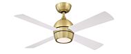 Fanimation Kwad 44 Inch LED Indoor Ceiling Fan in Brushed Satin Brass with Opal Frosted Glass
