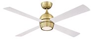 Fanimation Kwad 52 Inch LED Indoor Ceiling Fan in Brushed Satin Brass with Opal Frosted Glass