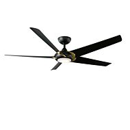 Lucid 62" Ceiling Fan in Soft Brass Arms with Matte Black