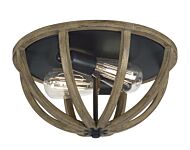 Allier 2 Light Ceiling Light in Weathered Oak Wood And Antique Forged Iron by Sean Lavin