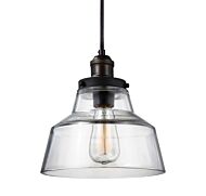 Feiss Baskin 10 Inch Pendant in Painted Aged Brass / Dark Weathered Zinc