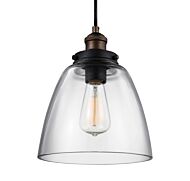 Feiss Baskin 9 Inch Pendant in Painted Aged Brass / Dark Weathered Zinc