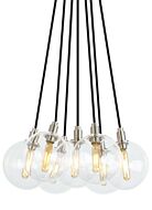 Tech Gambit 7 Light 2700K LED Contemporary Chandelier in Satin Nickel and Clear