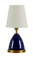 Geo 1-Light Table Lamp in Navy Blue With Weathered Brass Accents