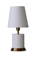 Geo 1-Light Table Lamp in White With Weathered Brass Accents