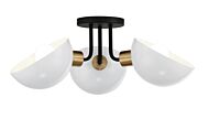 Gigi 3-Light Ceiling Mount in Black with Aged Brass