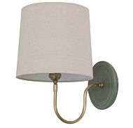 House of Troy Scatchard 13.5 Inch Wall Lamp in Green Matte/Antique Brass