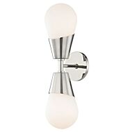 Mitzi Cora 2 Light 19 Inch Wall Sconce in Polished Nickel