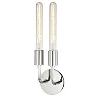 Mitzi Ava 2 Light 17 Inch Wall Sconce in Polished Nickel