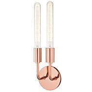 Mitzi Ava 2 Light 17 Inch Wall Sconce in Polished Copper