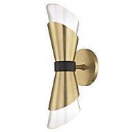 Mitzi Angie 2 Light 15 Inch Wall Sconce in Aged Brass and Black