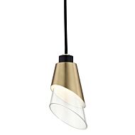 Mitzi Angie 8 Inch Pendant Light in Aged Brass and Black