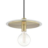 Mitzi Milo 10 Inch Pendant Light in Aged Brass and White