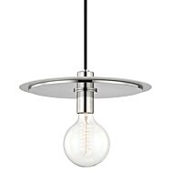 Mitzi Milo 10 Inch Pendant Light in Polished Nickel and White