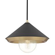 Mitzi Marnie 9 Inch Pendant Light in Aged Brass and Black