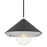 Mitzi Marnie 9 Inch Pendant Light in Polished Nickel and Black