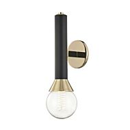 Mitzi Via 17 Inch Wall Sconce in Polished Bronze and Black