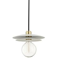 Mitzi Milla 9 Inch Pendant Light in Aged Brass and White