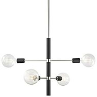 Mitzi Astrid 4 Light Chandelier in Polished Nickel and Black