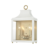 Mitzi Leigh 2 Light 19 Inch Wall Sconce in Aged Brass and White