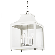Mitzi Leigh 4 Light 25 Inch Pendant Light in Polished Nickel and White