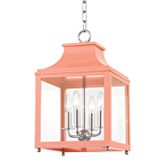 Mitzi Leigh 4 Light 19 Inch Mini Pendant in Polished Nickel and Pink