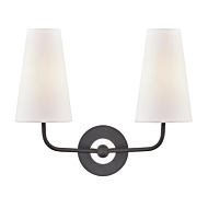 Mitzi Merri Two Light Wall Sconce in Polished Nickel and Black