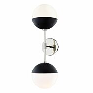 Mitzi Renee 2 Light 22 Inch Wall Sconce in Polished Nickel and Black