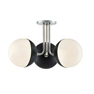 Mitzi Renee 3 Light Ceiling Light in Polished Nickel and Black