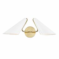 Mitzi Talia 2 Light Wall Sconce in Aged Brass and Dove Gray