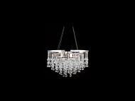 Hollywood Blvd. 9-Light Chandelier in Polish Nickel with Clear Glass Tear Drops