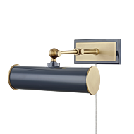 Mitzi Holly 1-Light Picture Light With Plug in Aged Brass With Navy