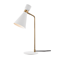 Mitzi Willa Table Lamp in Aged Brass and White