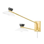 Whitley 2-Light Wall Sconce Plug In Light in Aged Brass