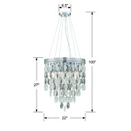 Crystorama Hudson 9 Light 27 Inch Chandelier in Polished Chrome with Frosted, Silver & Clear Glass Beads Crystals
