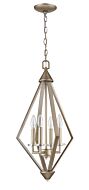 Easton 4-Light Washed Gold Pendant With Crystal Bobeches