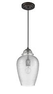 Brielle 1-Light Oil-Rubbed Bronze Pendant With Crackle Glass Shade