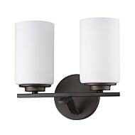 Poydras 2-Light Oil-Rubbed Bronze Vanity Light With Etched Glass Shades