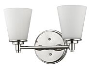 Conti 2-Light Polished Nickel Sconce With Etched Glass Shades