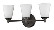 Conti 3-Light Oil-Rubbed Bronze Sconce With Etched Glass Shades