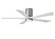 Irene 6-Speed DC 52" Ceiling Fan w/ Integrated Light Kit in Brushed Nickel with Matte White blades