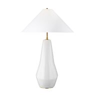 Contour Table Lamp in Arctic White And Burnished Brass by Kelly Wearstler