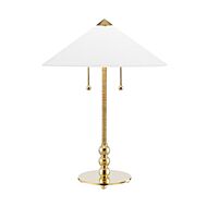 Flare 2-Light Table Lamp in Aged Brass