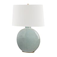 Kimball 1-Light Table Lamp in Aged Brass with Gray