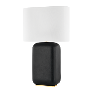 Arthur 1-Light Table Lamp in Aged Brass With Black Lava Ceramic