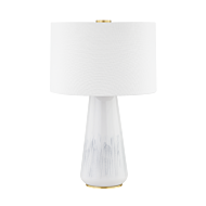 Saugerties 1-Light Table Lamp in Aged Brass With Gloss White Ash Ceramic